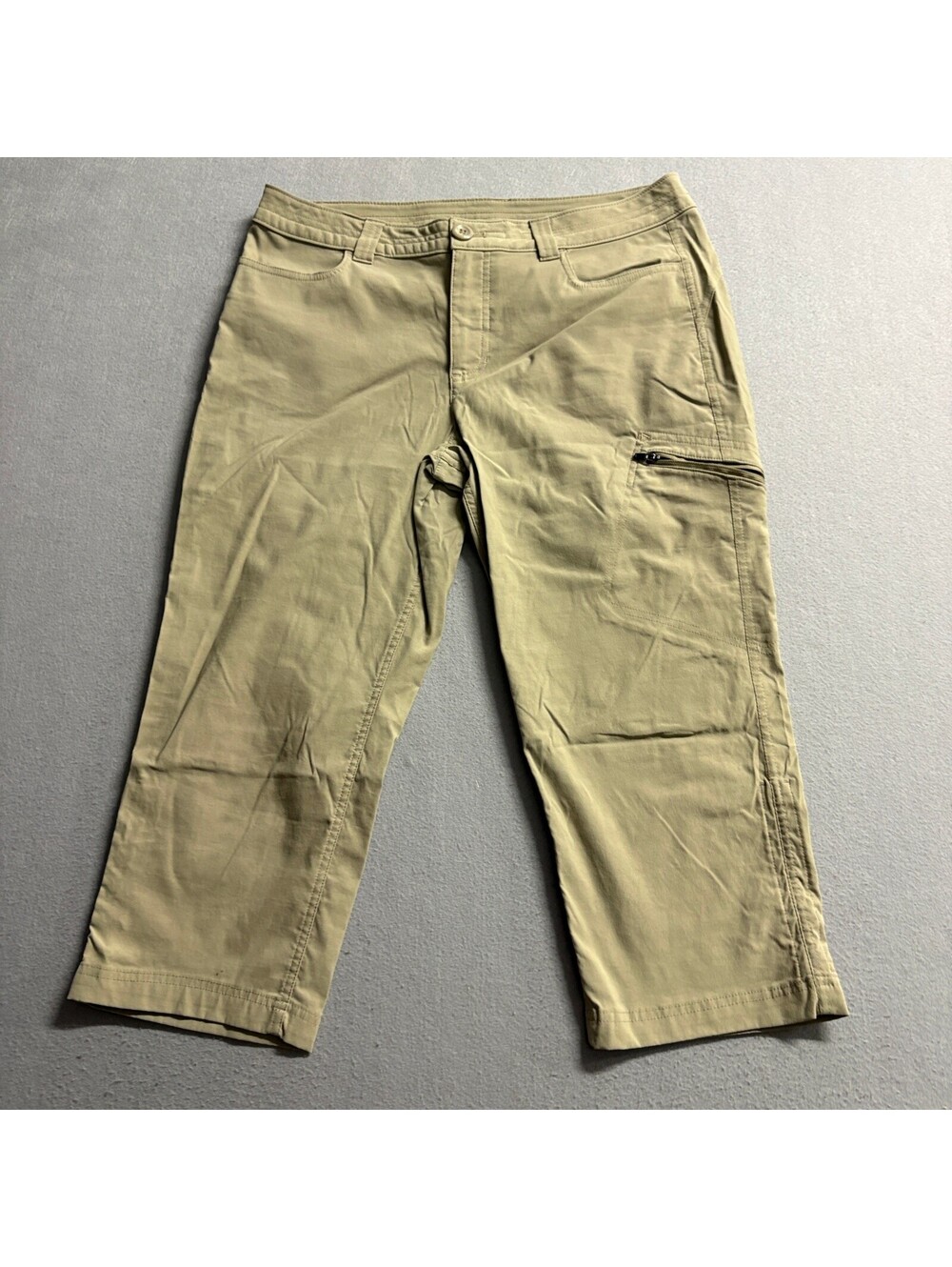 Eddie Bauer Womens 12 Capri Pants Beige Nylon Spandex Stretch Hiking Outdoor